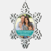 カスタムな写真家族のクリスマスのオーナメント スノーフレークピューターオーナメント (右)
