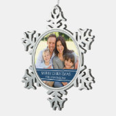 カスタムな写真家族のクリスマスのオーナメント スノーフレークピューターオーナメント (右)