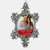 カスタムな写真家族のクリスマスのオーナメント スノーフレークピューターオーナメント (左)