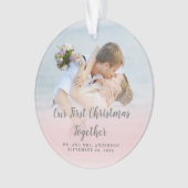 カスタムな写真私達の一緒の初めてのクリスマスの氏夫人 オーナメント (正面)