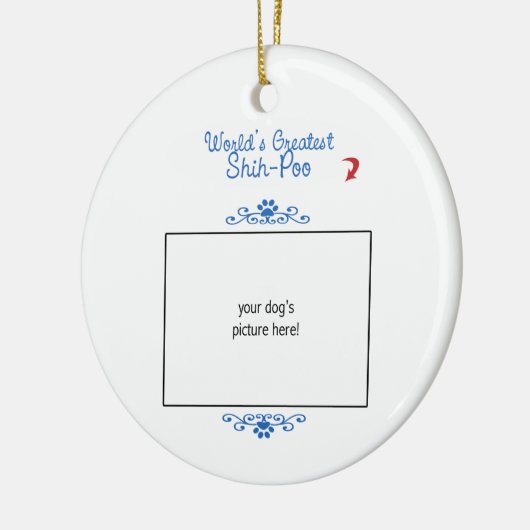 カスタムな写真! 世界の最も素晴らしいシーズー（犬）Poo セラミックオーナメント (左)