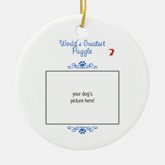 カスタムな写真! 世界最も素晴らしいPuggle セラミックオーナメント (正面)