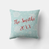 カスタムな冬休みのクリスマスの雪の女性の枕 クッション (裏面)