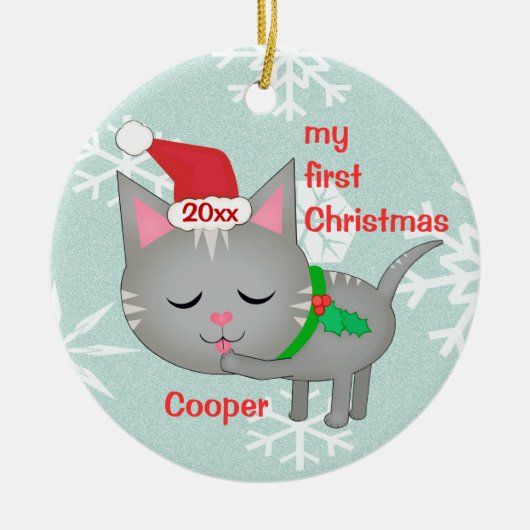 カスタムな初めてのクリスマスのオーナメント セラミックオーナメント (正面)