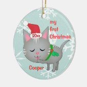 カスタムな初めてのクリスマスのオーナメント セラミックオーナメント (左)