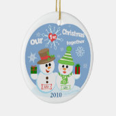 カスタムな初めてのクリスマスのカップルのオーナメント セラミックオーナメント (右)