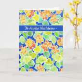 カスタムな前部オレンジキンレンカの花柄の誕生日 カード (黄色い花)