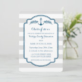 カスタムな卒業のパーティの招待状のヴィンテージは縞で飾ります 招待状 (スタンド正面)