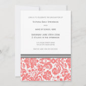 カスタムな卒業のパーティの招待状の珊瑚の灰色 招待状 (裏面)