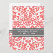 カスタムな卒業のパーティの招待状の珊瑚の灰色 招待状 (正面/裏面)