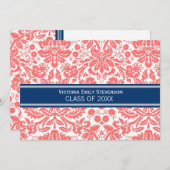 カスタムな卒業のパーティの招待状の珊瑚の青 招待状 (正面/裏面)