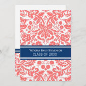 カスタムな卒業のパーティの招待状の珊瑚の青 招待状 (正面/裏面)