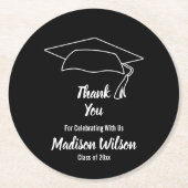 カスタムな卒業は感謝していしています ラウンドペーパーコースター (正面)