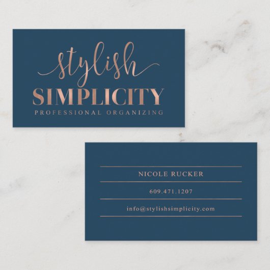 カスタムな名刺: スタイリッシュなシンプル 名刺 (正面/裏面)
