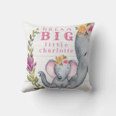 カスタムな夢の大きく小さい1つの象のかわいいピンク クッション (裏面)