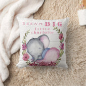 カスタムな夢の大きく小さい1つの象のかわいいピンク クッション (ブランケット)