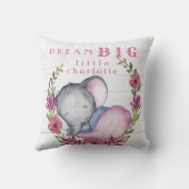 カスタムな夢の大きく小さい1つの象のかわいいピンク クッション (裏面)