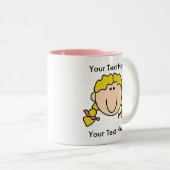 カスタムな女の子のカスタマイズ可能なブロンドのブレードのマグ- ツートーンマグカップ (正面右)