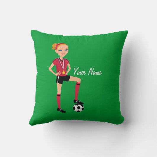 カスタムな女の子のサッカーの装飾の枕 クッション (裏面)