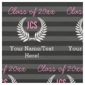 カスタムな女の子の卒業パーティーの黒のピンクのモノグラム ファブリック (クローズアップ)