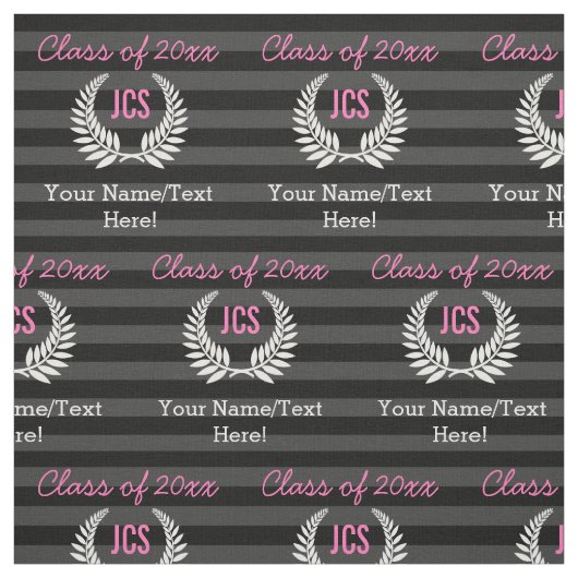 カスタムな女の子の卒業パーティーの黒のピンクのモノグラム ファブリック (見本)