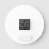 カスタムな女の子の名前のピンクの銀のクローバーパターン ラウンド壁時計 (裏面)
