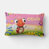 カスタムな女の子の広い枕Lilのてんとう虫の範囲 ランバークッション (裏面)