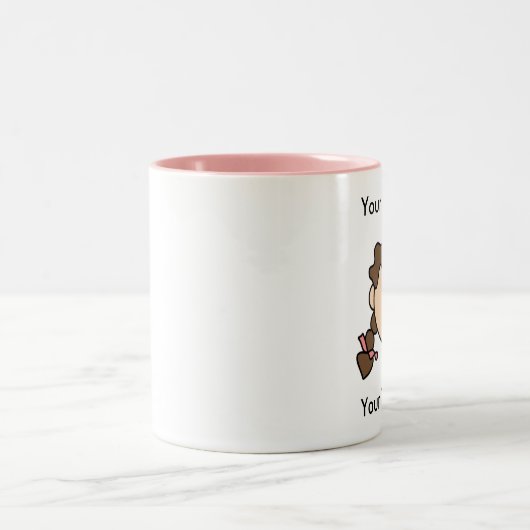 カスタムな女の子ブラウンはカスタマイズ可能なマグを-編みます ツートーンマグカップ (中央)