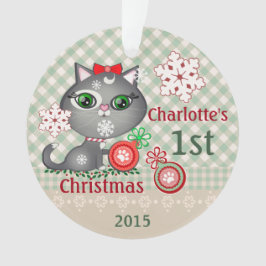カスタムな女の赤ちゃん猫の初めてのクリスマスのオーナメント オーナメント