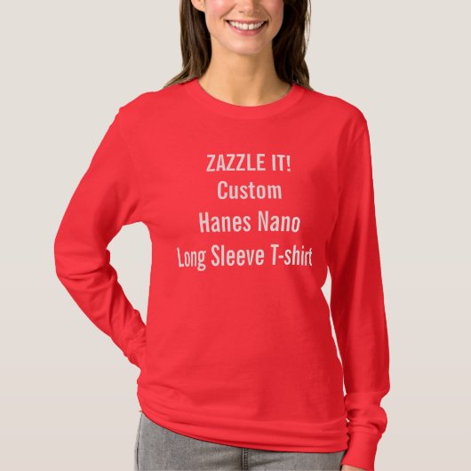 カスタムな女性のHanesのNano長袖のTシャツ Tシャツ (正面)