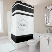 カスタムな姓のパーソナライズな白黒 シャワーカーテン (インサイチュ)