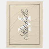 カスタムな姓のモノグラムの特大ベージュ色 フリースブランケット (正面)