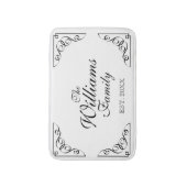 カスタムな姓の上品な白黒バス・マット バスマット (正面縦)