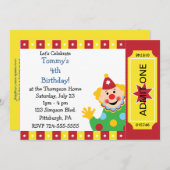 カスタムな子供のピエロの誕生会 招待状 (正面/裏面)