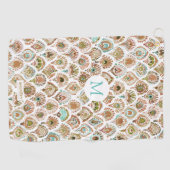 カスタムな孔雀の人魚のばら色の金ゴールドのミントの魚スケール ゴルフタオル (横)