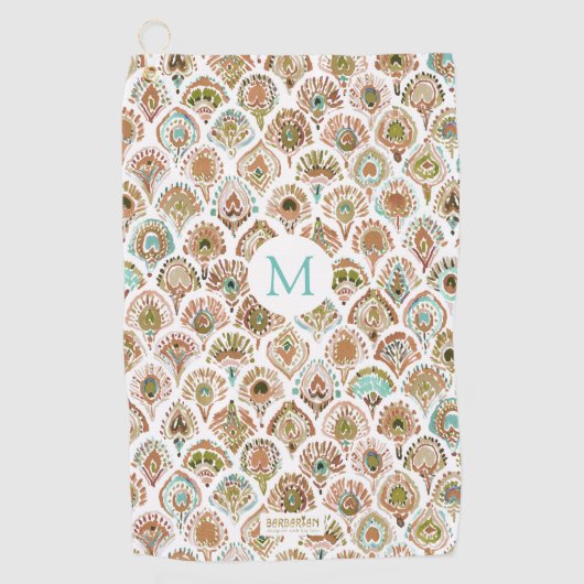 カスタムな孔雀の人魚のばら色の金ゴールドのミントの魚スケール ゴルフタオル (正面)