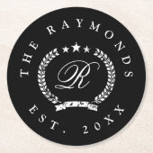 カスタムな家族の姓のヴィンテージの頂上の紙のコースター ラウンドペーパーコースター (正面)