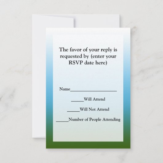 カスタムな家族会、日曜日光線が付いている緑の木 出欠カード (裏面)