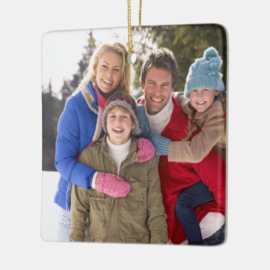 カスタムな家族写真のクリスマスの休日 セラミックオーナメント (左)