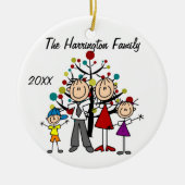 カスタムな家族親、女の子および男の子のオーナメント セラミックオーナメント (正面)