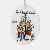 カスタムな家族親、男の子、犬の休日のオーナメント セラミックオーナメント (右)