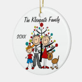 カスタムな家族親、男の子、犬の休日のオーナメント セラミックオーナメント (左)