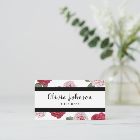 カスタムな専門のエレガントな花の名刺 名刺 (スタンド正面)