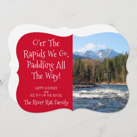 カスタムな川のランナーの写真のクリスマスカード 招待状 (正面/裏面)