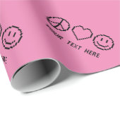 カスタムな平和愛幸福のピンクピクセル芸術の休日 ラッピングペーパー (ロールコーナー)