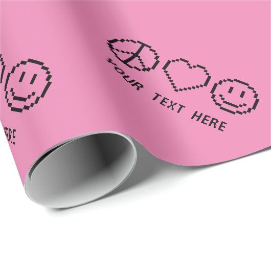 カスタムな平和愛幸福のピンクピクセル芸術の休日 ラッピングペーパー (ロールコーナー)