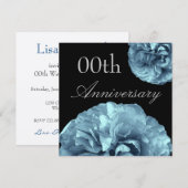 カスタムな年記念日の招待状のターコイズは上がりました 招待状 (正面/裏面)