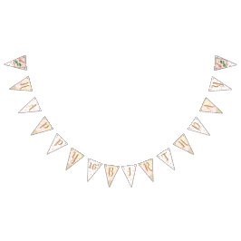 カスタムな年齢のぼろぼろのピンクのバラのつぼみの写真のパーティーの旗 バンティングフラッグ