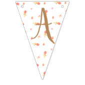 カスタムな年齢のぼろぼろのピンクのバラのつぼみの写真のパーティーの旗 バンティングフラッグ (第3の旗)