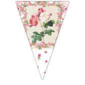 カスタムな年齢のぼろぼろのピンクのバラのつぼみの写真のパーティーの旗 バンティングフラッグ (第1の旗)